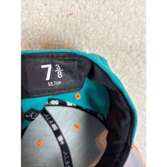 New Era Miami Dolphins 59FIFTY Fitted Cap Size 7 3/8 Teal & Orange Polyester - Picture 6 of 8